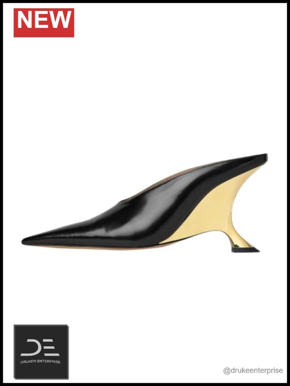 Patent Leather Wedge Heels Pointed Toe Backless Mules Slip On Comfortable
